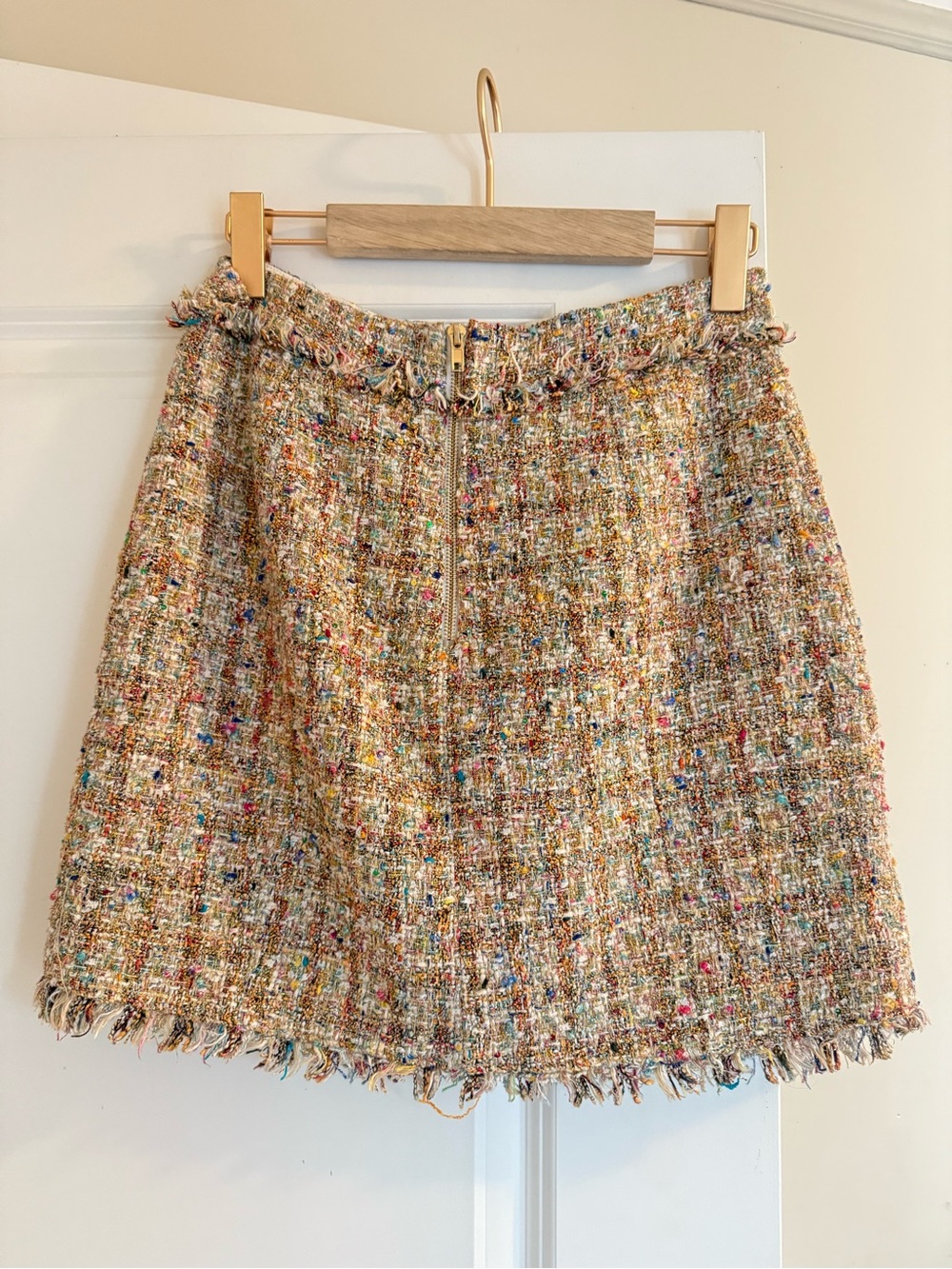 Walter Baker Cream Multicolor Tweed Mini Skirt with Gold Buttons - Picture 8 of 8